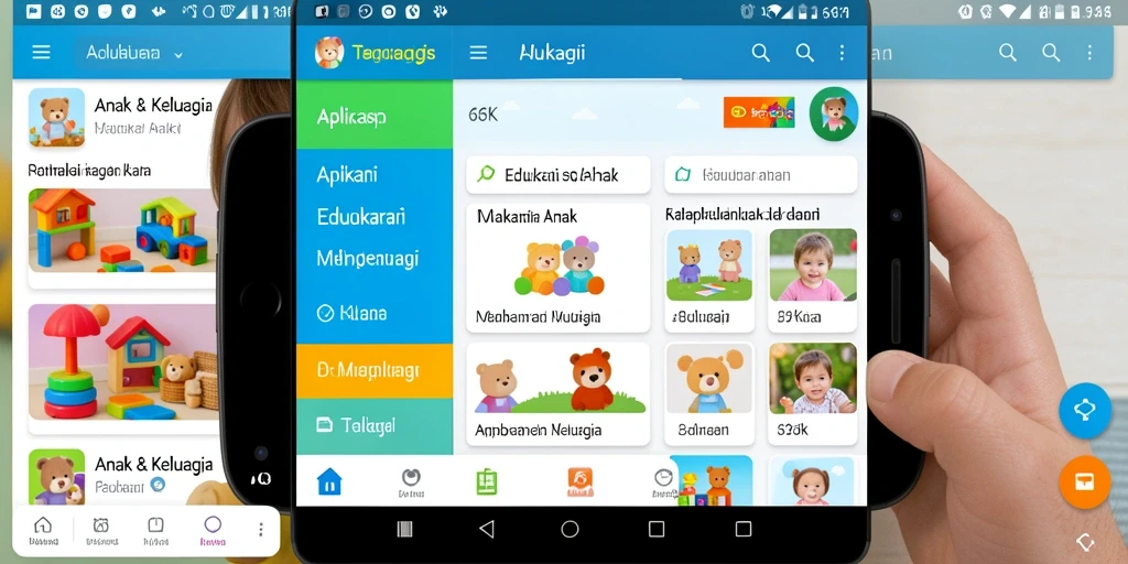 Antarmuka aplikasi 66K yang menarik dan interaktif untuk anak-anak.
