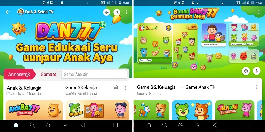 Screenshot utama aplikasi DAN777 dengan antarmuka edukatif yang ceria.