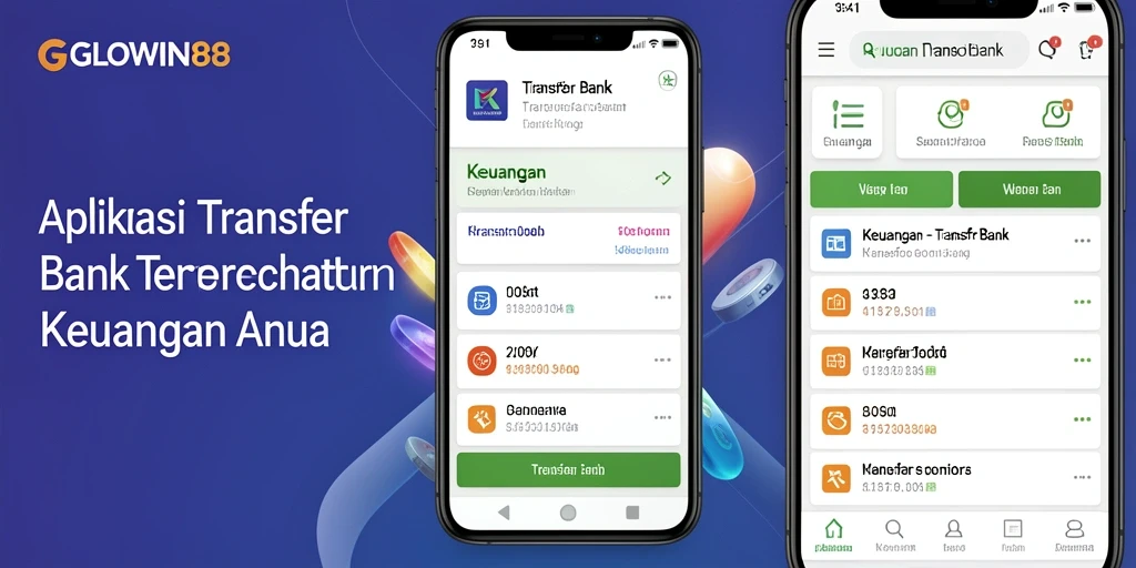Antarmuka aplikasi GLOWIN88 yang memudahkan transaksi Transfer Bank.