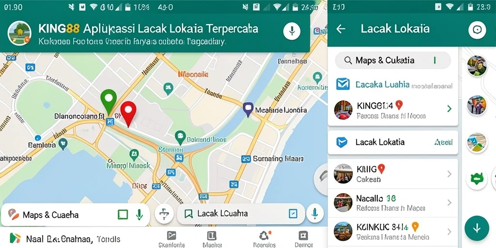 Screenshot aplikasi KING88 menampilkan antarmuka pelacakan lokasi.