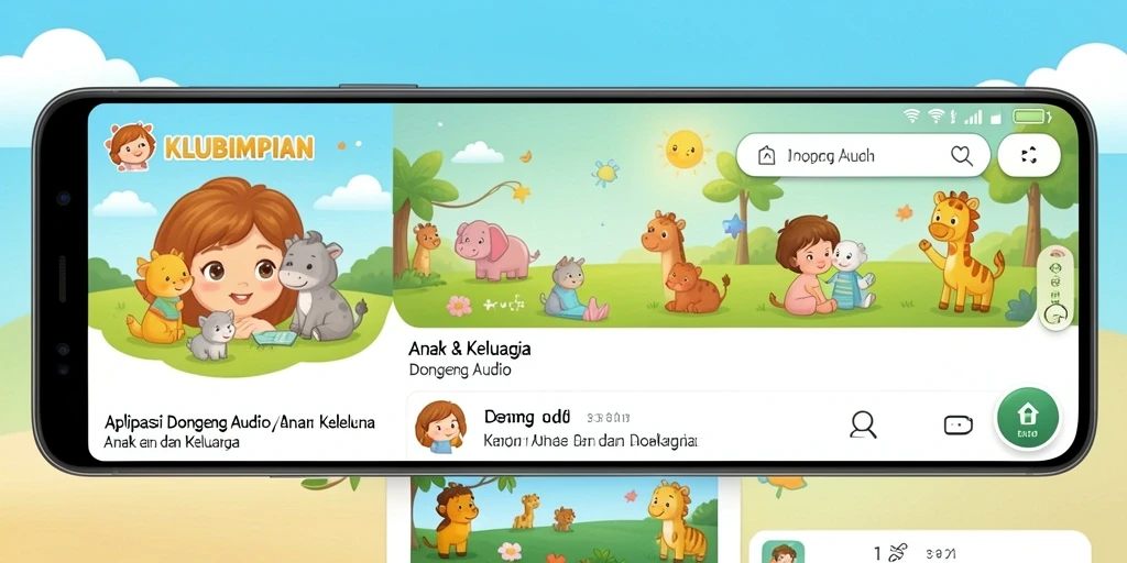 Antarmuka aplikasi KLUBIMPIAN yang ramah anak dan menarik.