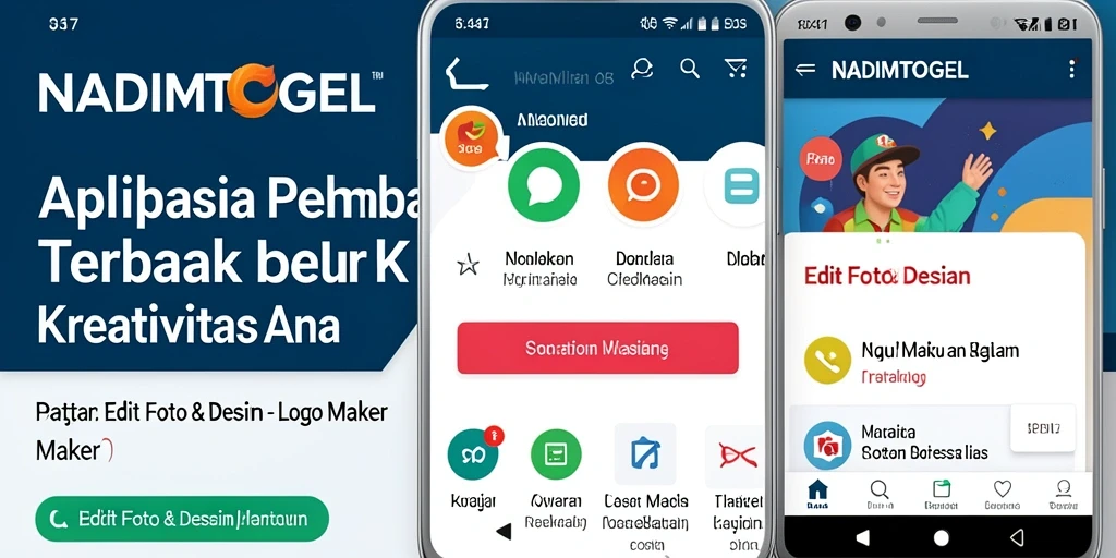 Antarmuka aplikasi NADIMTOGEL menampilkan berbagai pilihan untuk membuat logo.