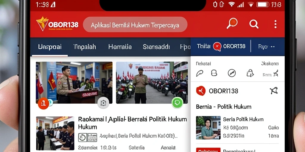 Screenshot OBOR138 menampilkan antarmuka aplikasi berita Politik Hukum.