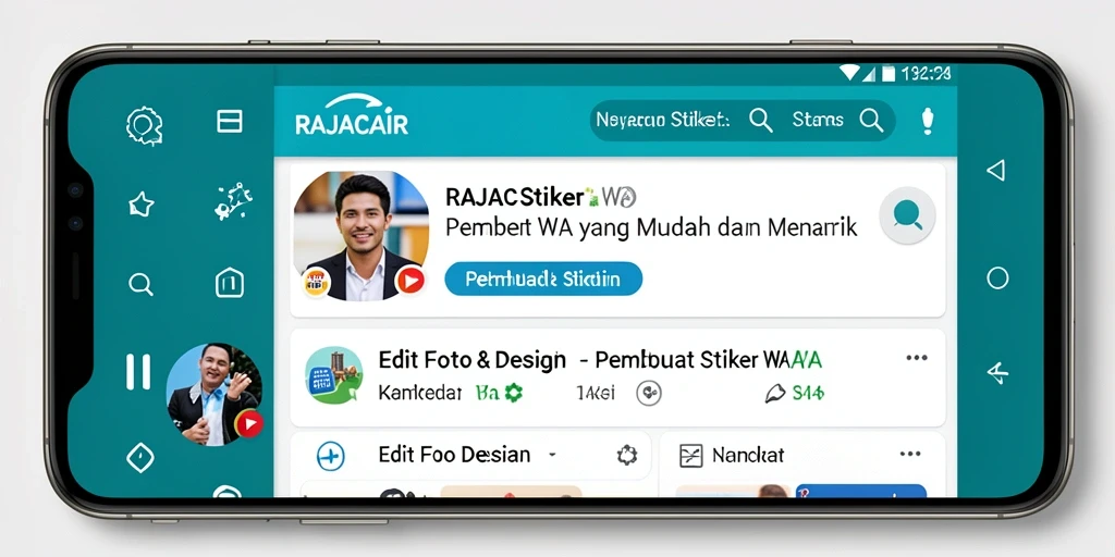 Antarmuka RAJACAIR yang menarik dan fitur lengkap untuk membuat stiker WA.